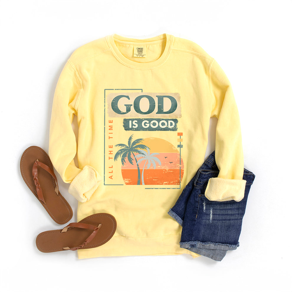 God Is Good Sunset | Garment Dyed Sweatshirt