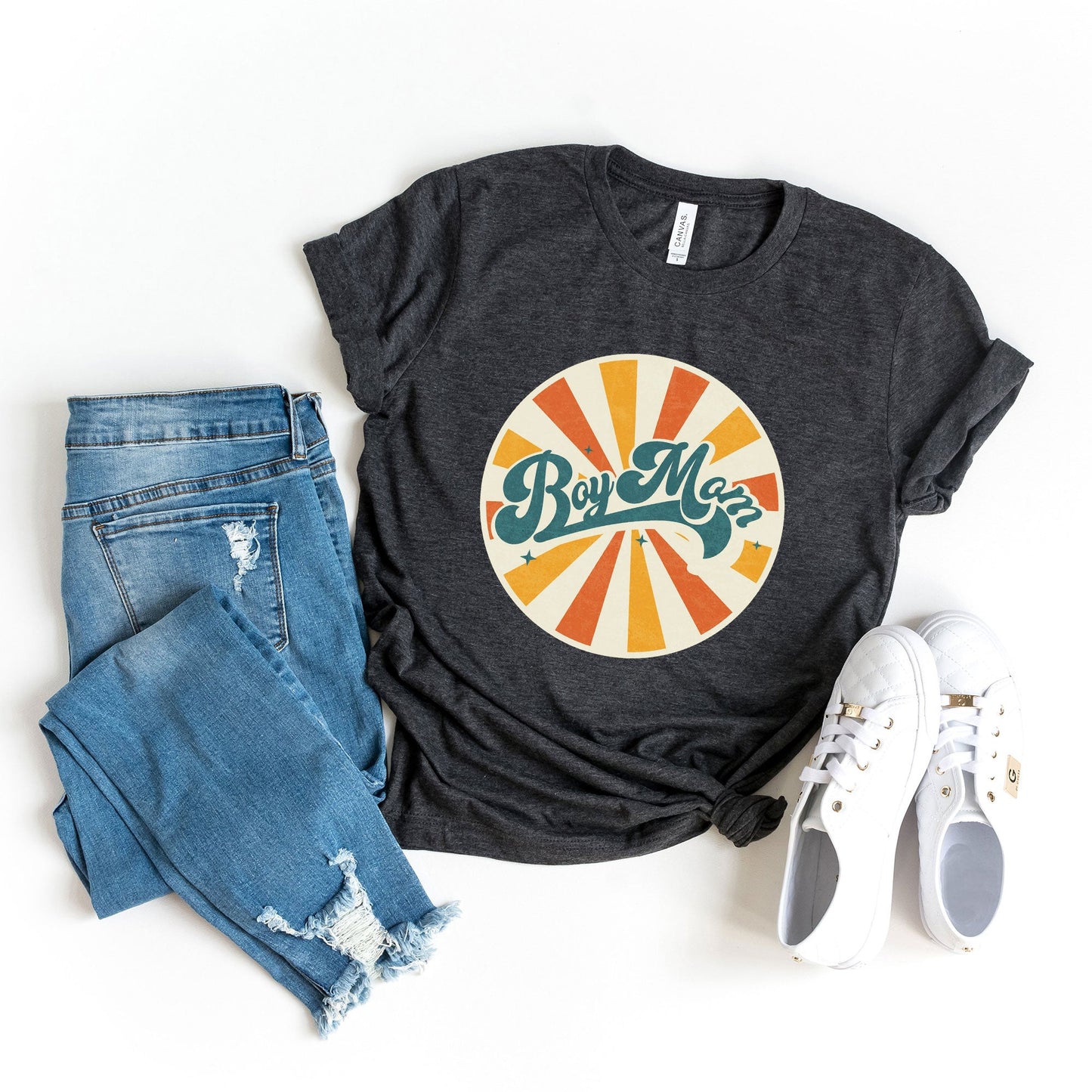 Retro Boy Mom Rays | Short Sleeve Graphic Tee