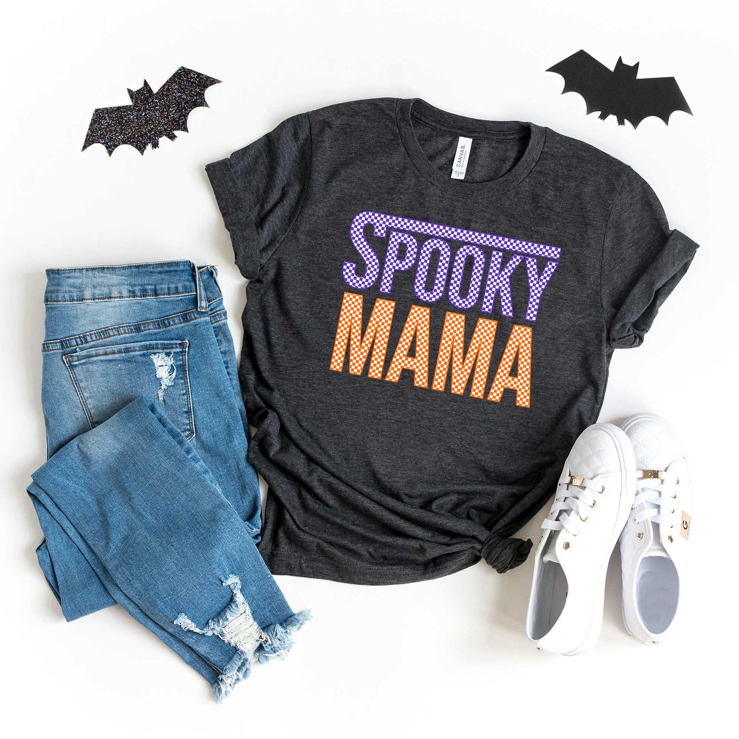 Spooky Mama Checkered | Short Sleeve Crew Neck