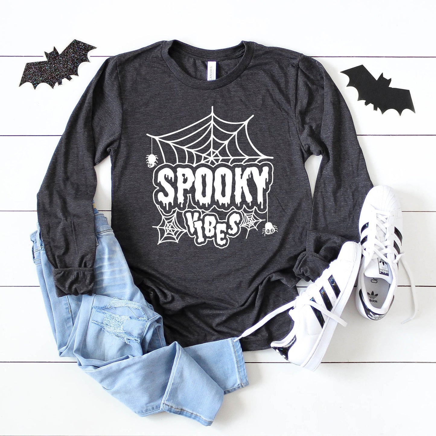 Spooky Vibes Web | Long Sleeve Crew Neck