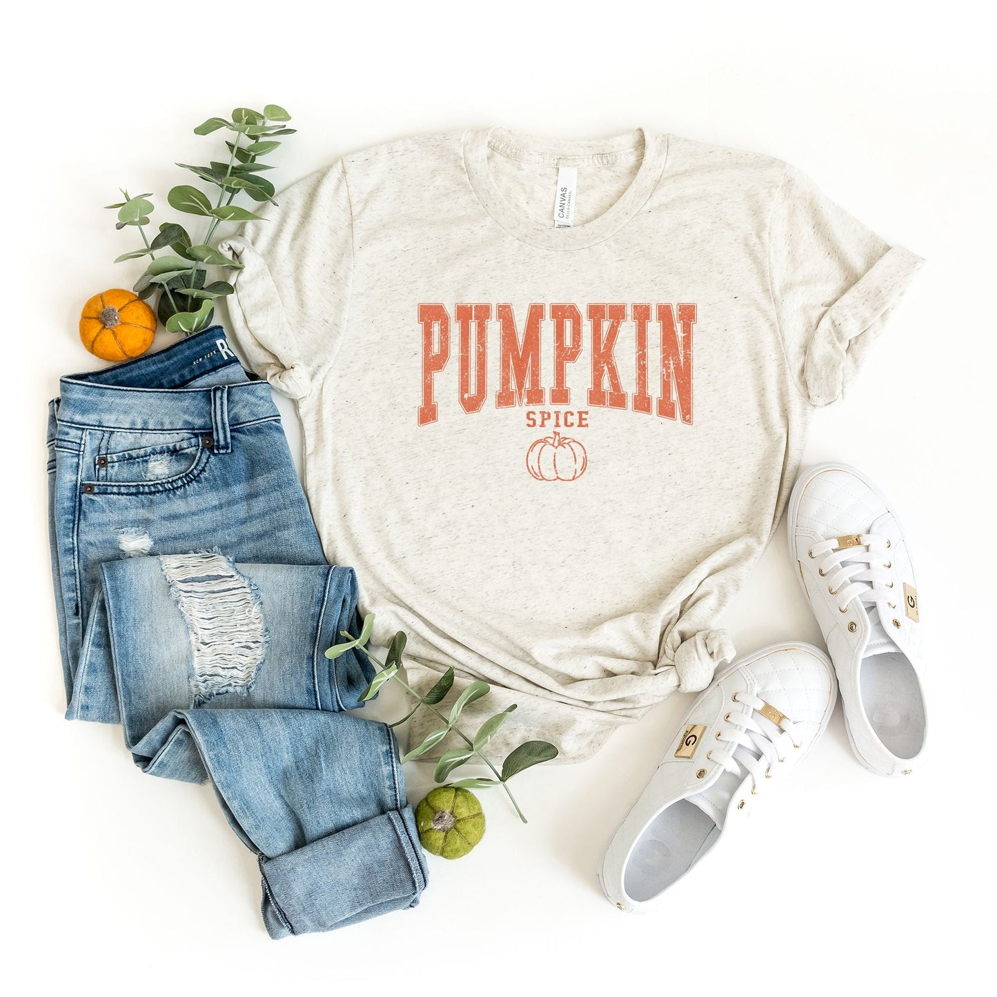 Pumpkin Spice Varsity | Short Sleeve Crew Neck