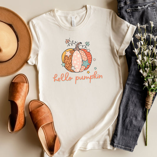 Hello Pumpkin Colorful Stars | Short Sleeve Graphic Tee