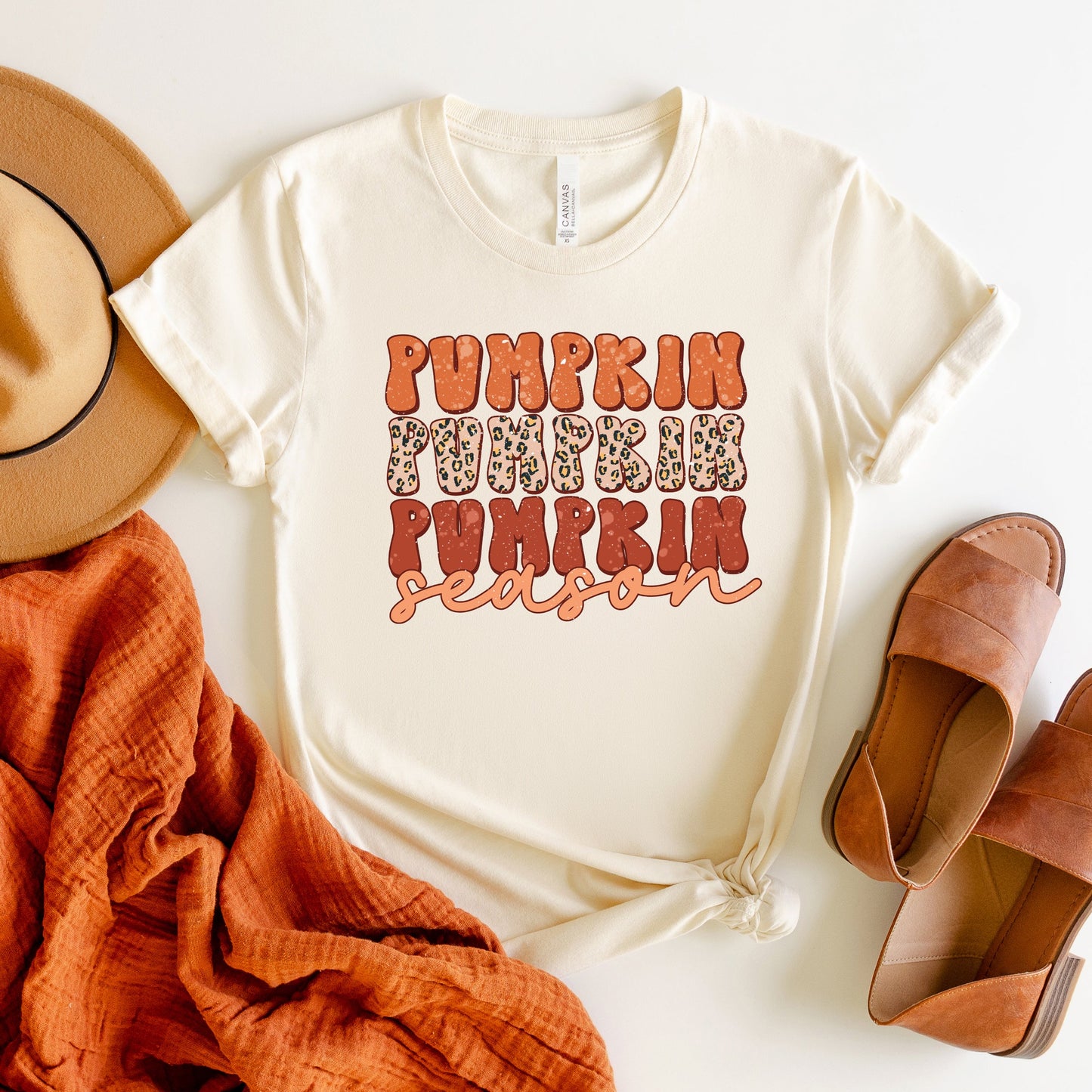 Pumpkin Season Leopard | Short Sleeve Crew Neck