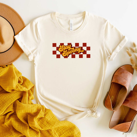 Stay Spooky Retro Checkered | Short Sleeve Graphic Tee