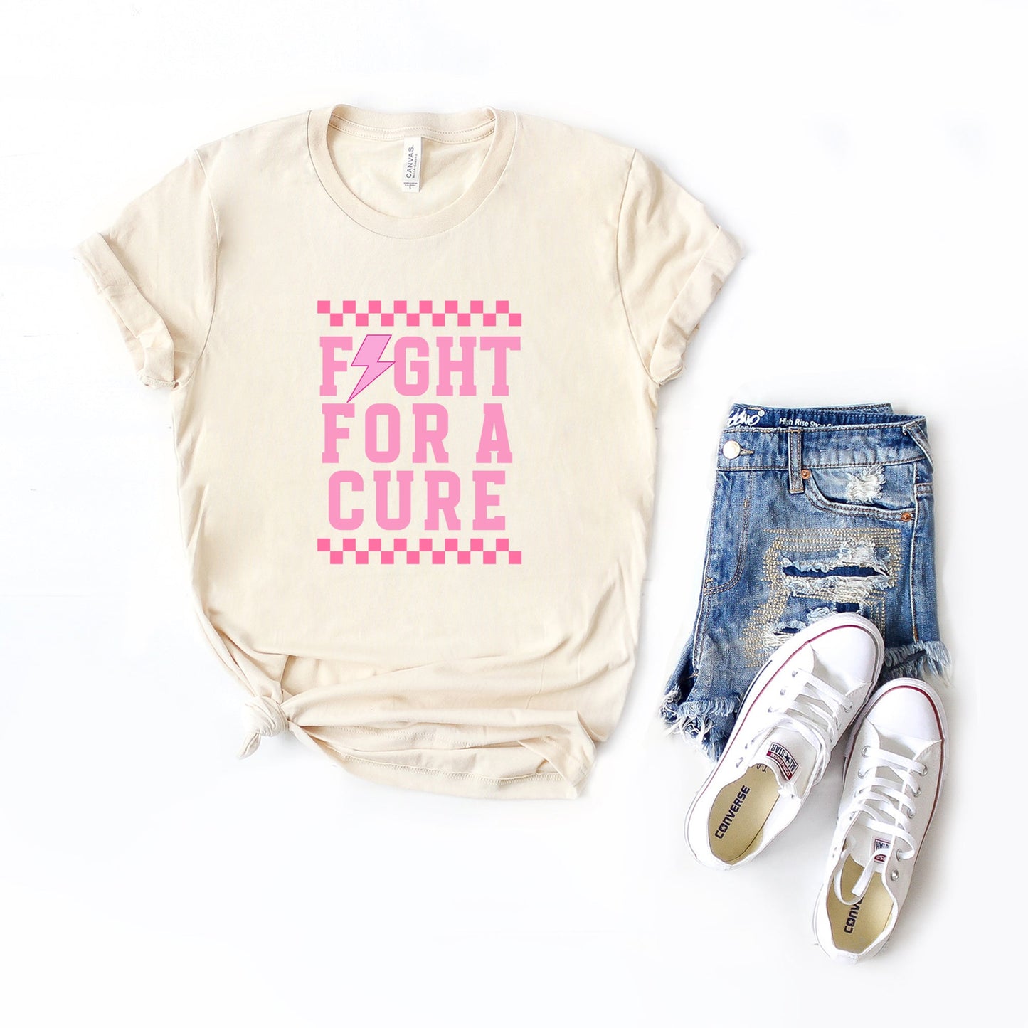 Fight For a Cure Checkered | Short Sleeve Crew Neck