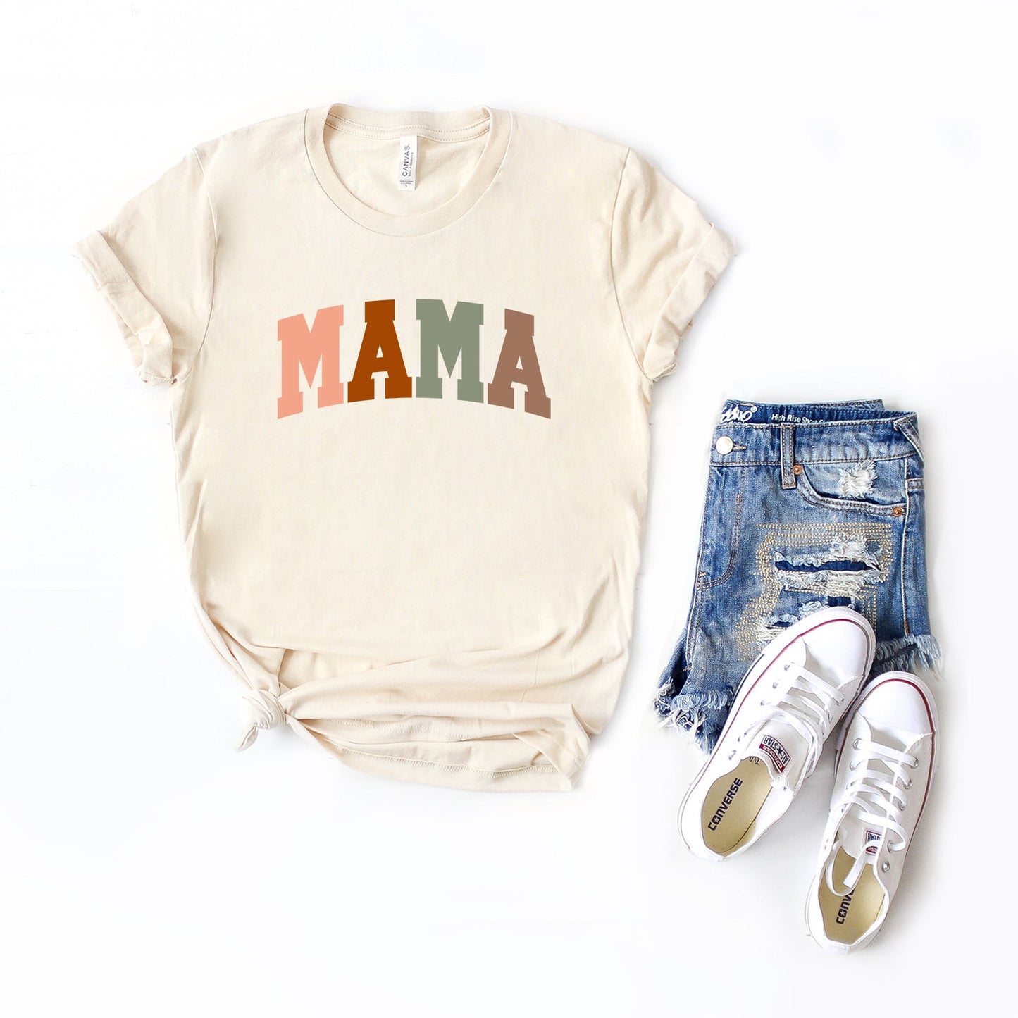 Mama Block Colorful | Short Sleeve Crew Neck