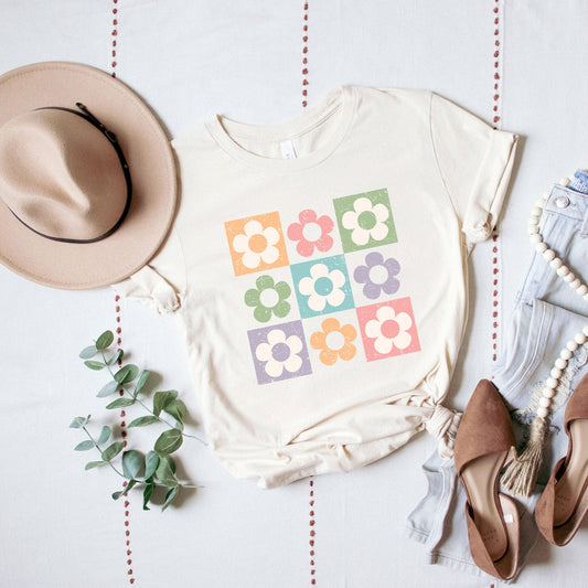 Checkered Flowers | Short Sleeve Graphic Tee