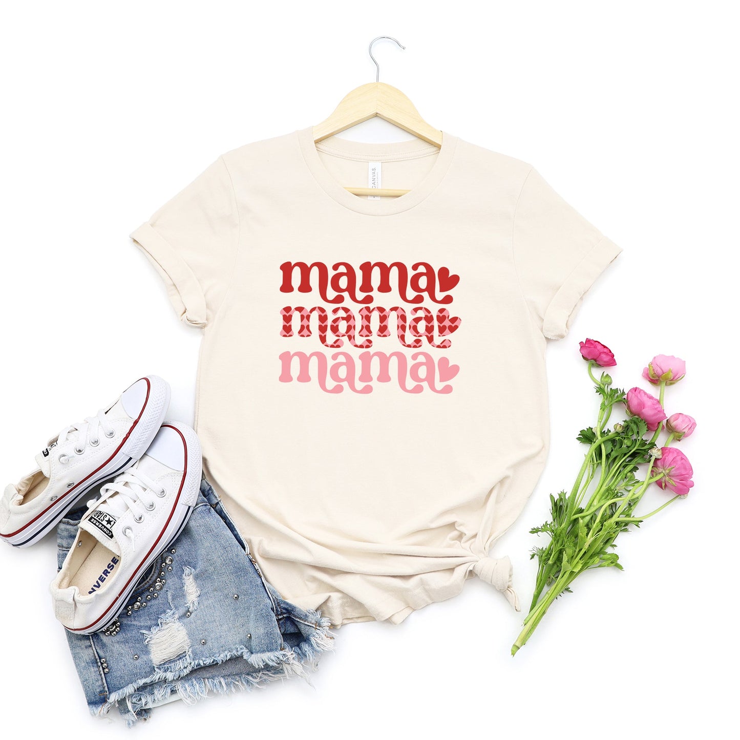 Mama Stacked Hearts | Short Sleeve Graphic Tee