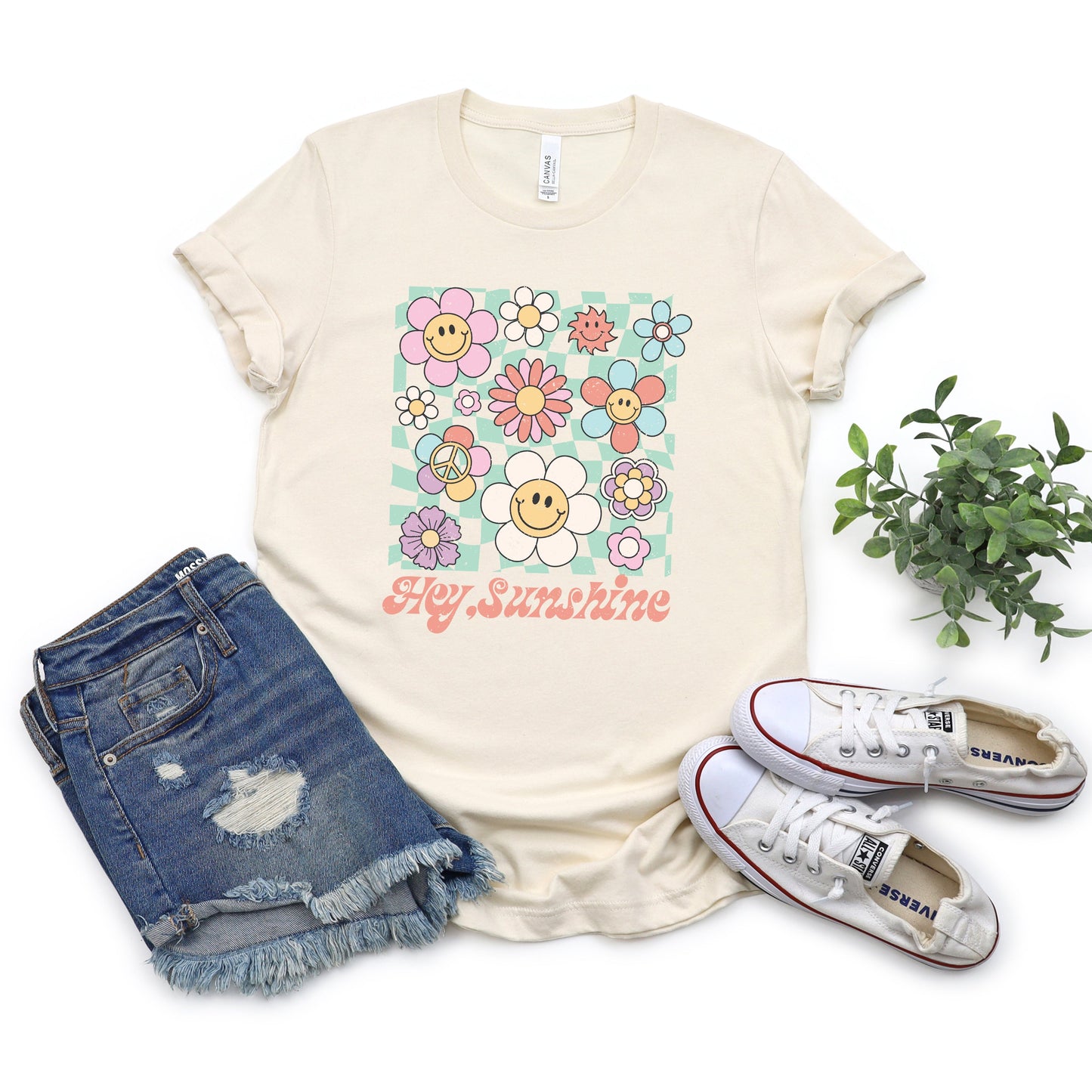 Hey Sunshine Flowers | Short Sleeve Graphic Tee