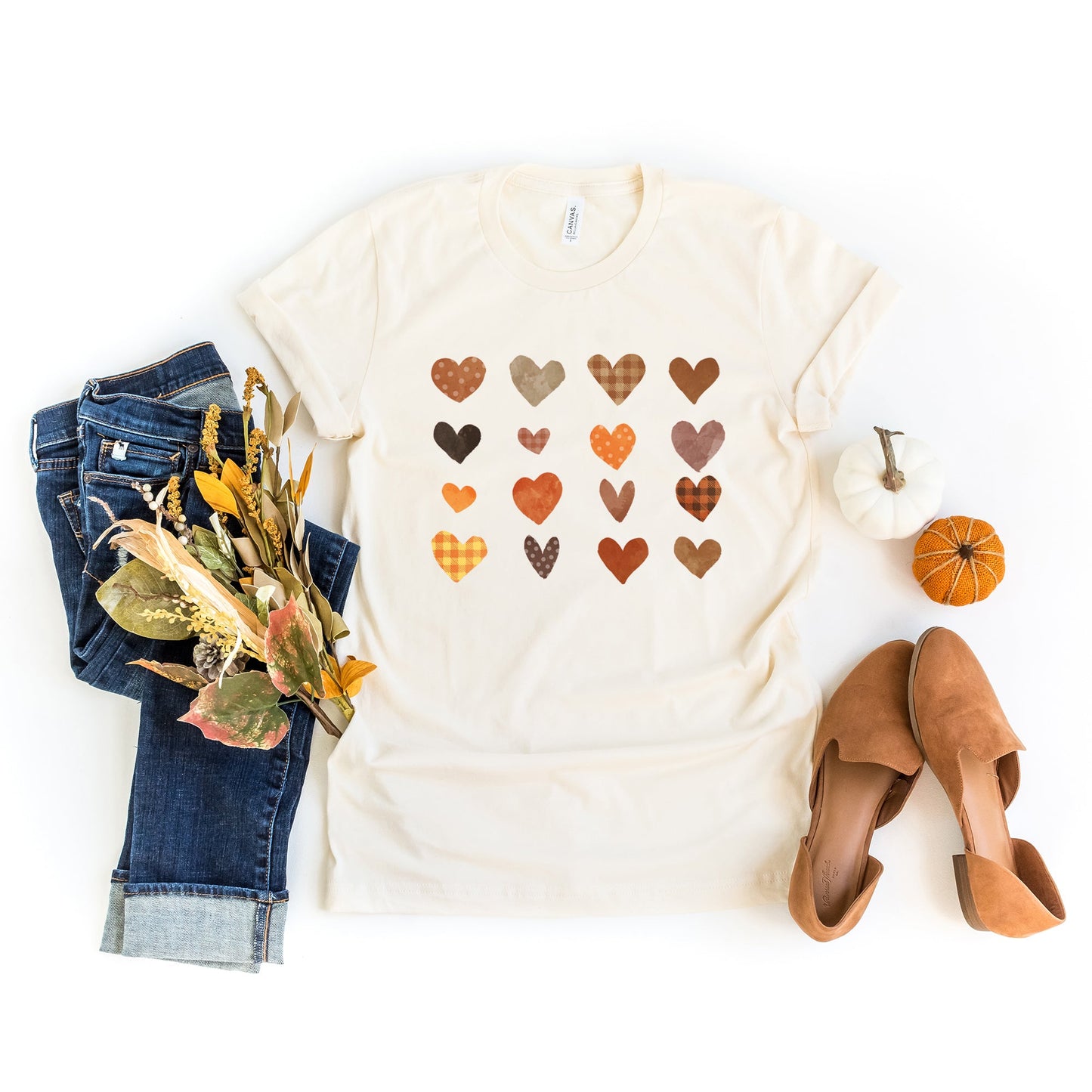 Fall Plaid Hearts | Short Sleeve Graphic Tee