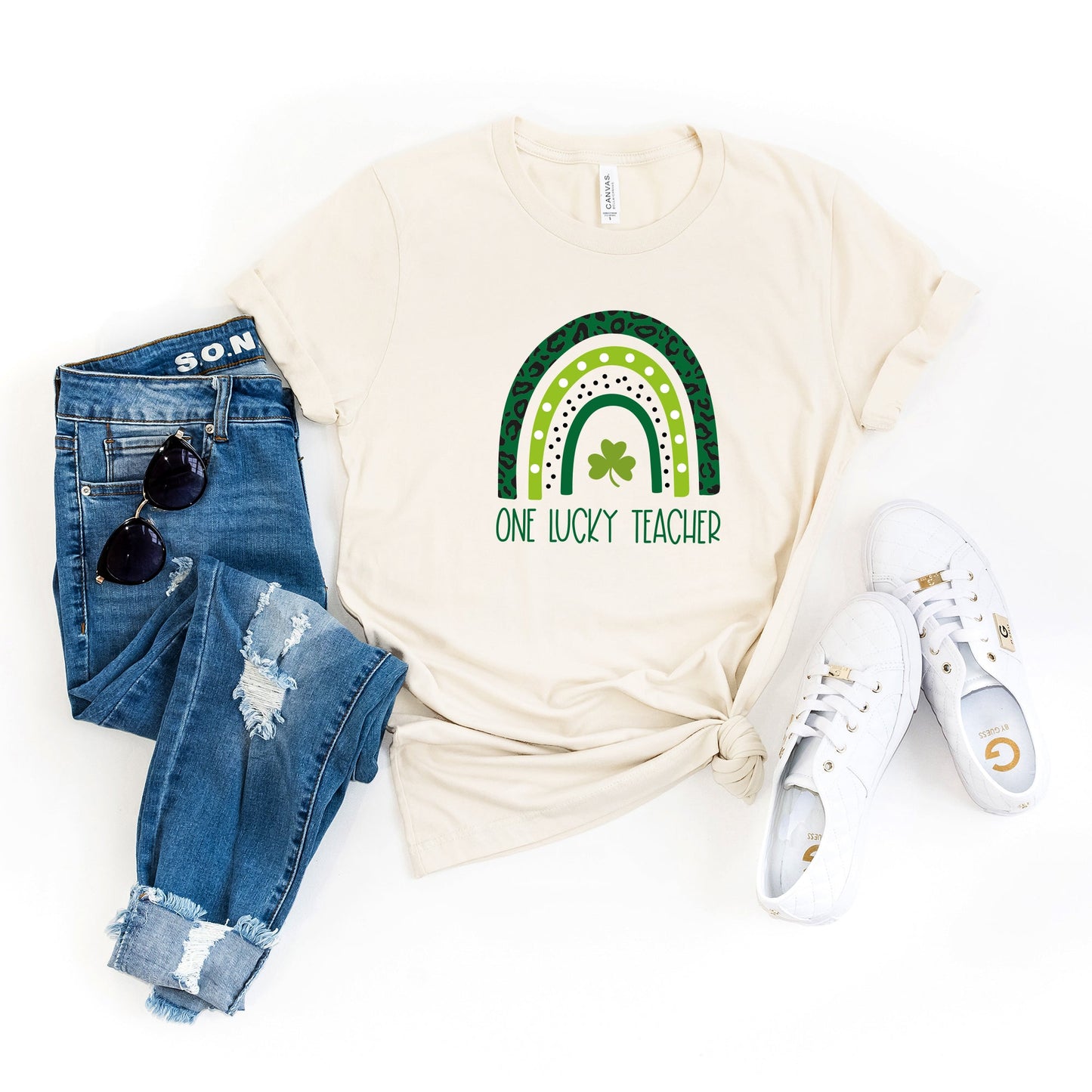 Rainbow One Lucky Teacher | Short Sleeve Graphic Tee