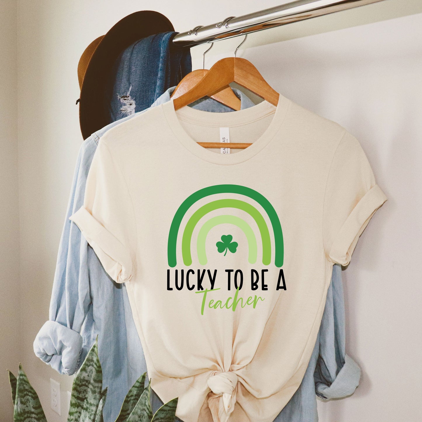 Lucky To Be A Teacher Solid Rainbow | Short Sleeve Graphic Tee | St. Patrick's