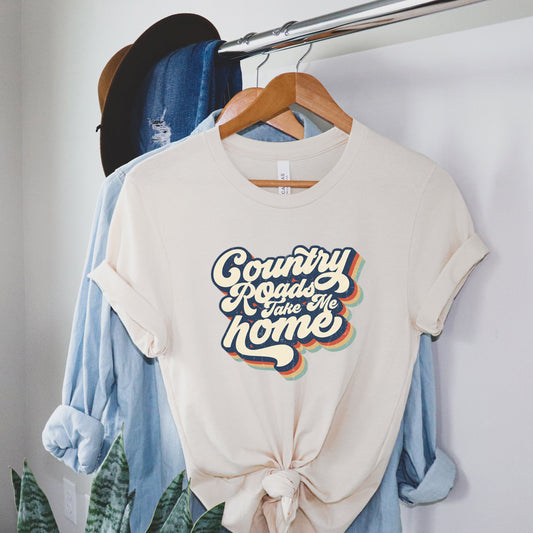 Country Roads Take Me Home Colorful | Short Sleeve Graphic Tee