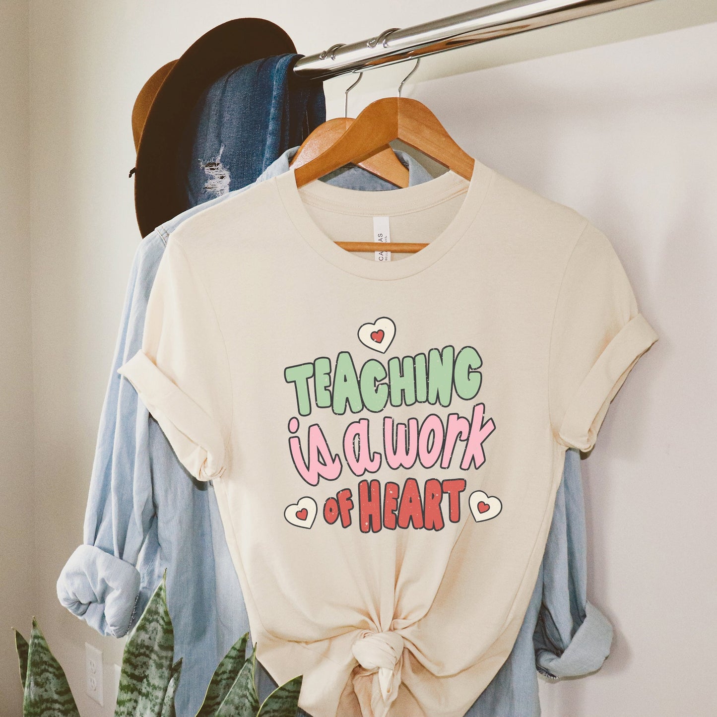 Teaching is a Work of Heart Words | Short Sleeve Graphic Tee