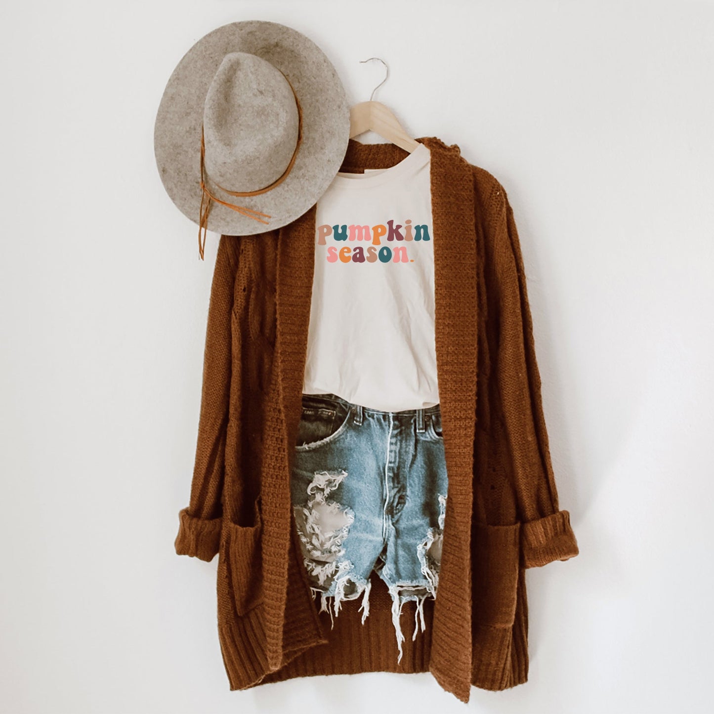 Pumpkin Season Colorful Words | Short Sleeve Graphic Tee