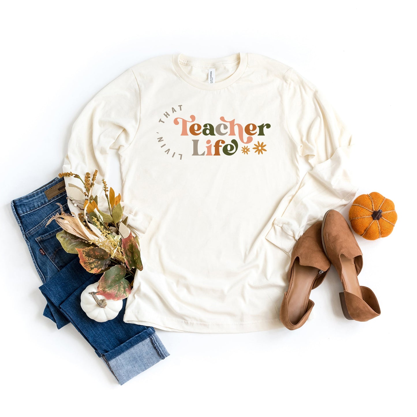 Teacher Life Colorful | Long Sleeve Graphic Tee