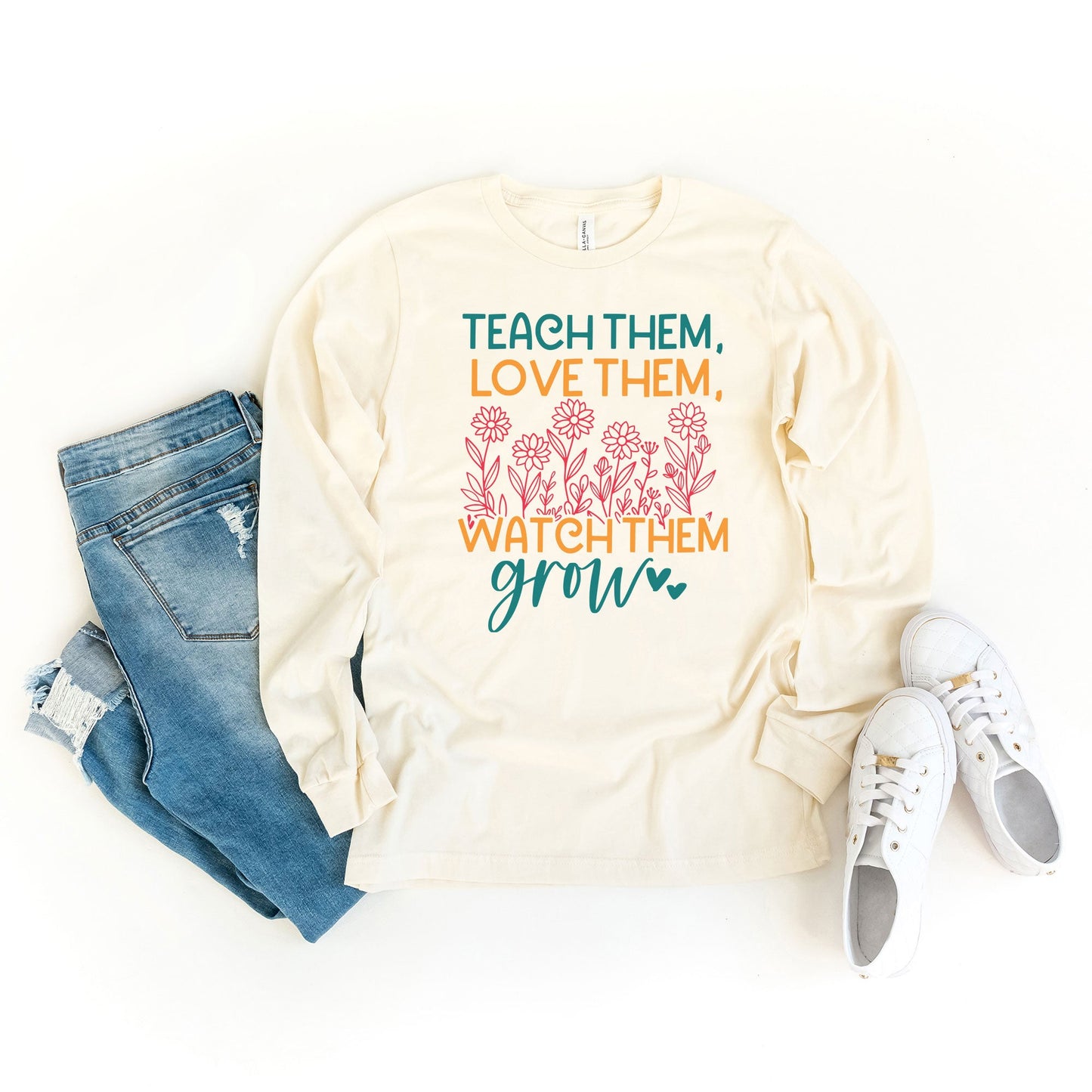 Watch Them Grow Flower Garden | Long Sleeve Crew Neck