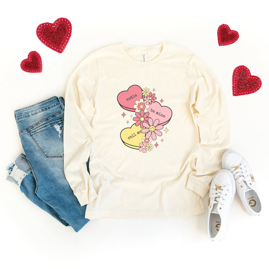 Retro Valentine Hearts | Long Sleeve Crew Neck