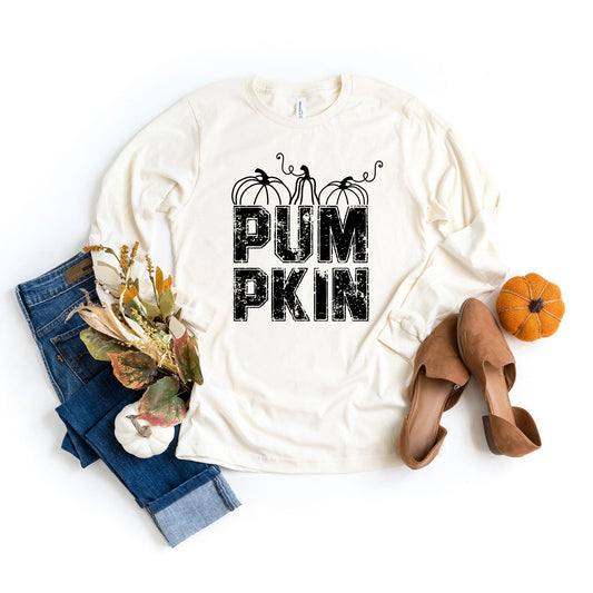 Pumpkin Distressed | Long Sleeve Crew Neck