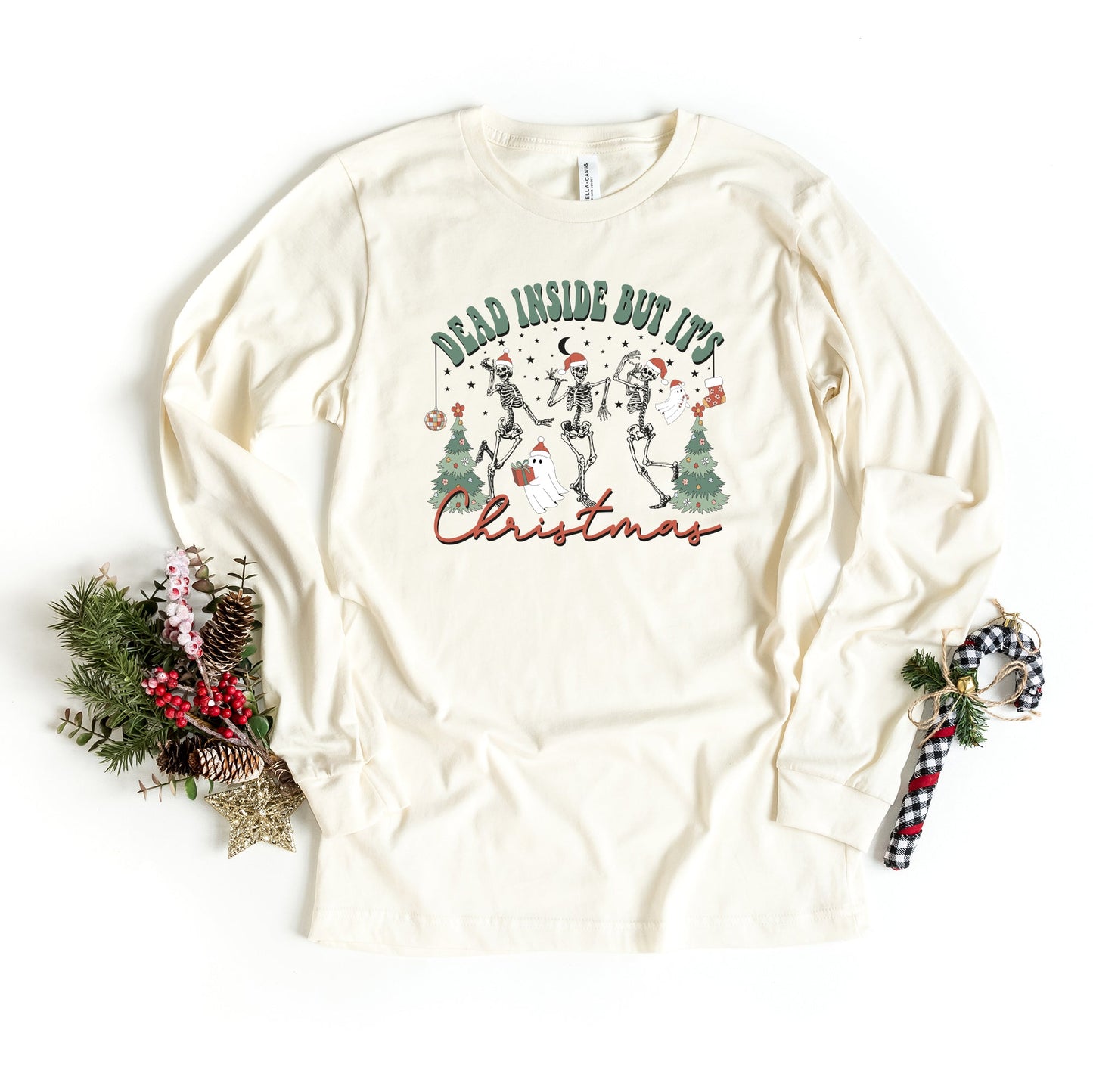 Dead Inside Christmas Skeleton | Long Sleeve Crew Neck