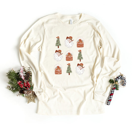 Western Santa Snowglobe | Long Sleeve Crew Neck