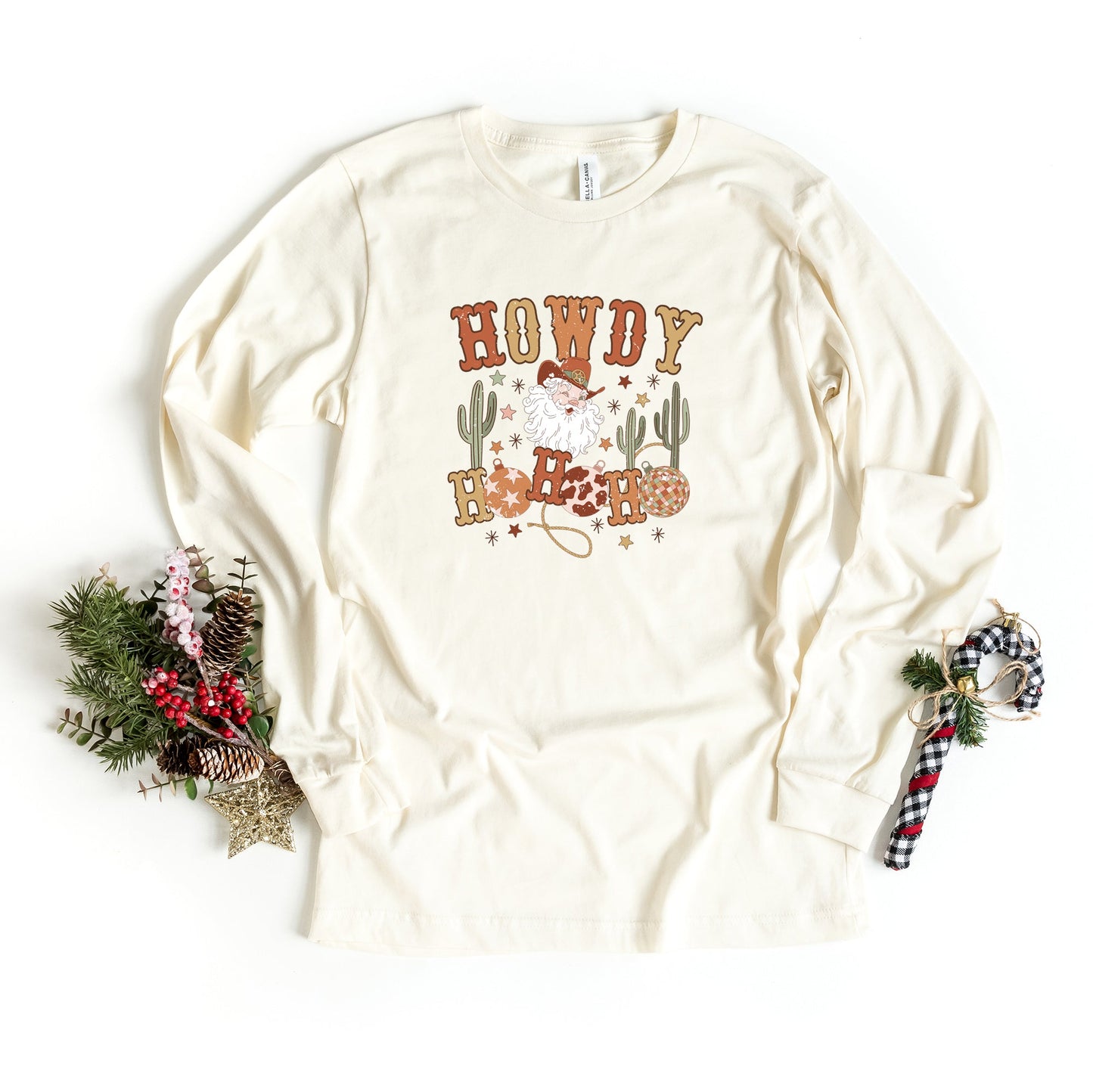 Western Santa Ho Ho Ho | Long Sleeve Crew Neck