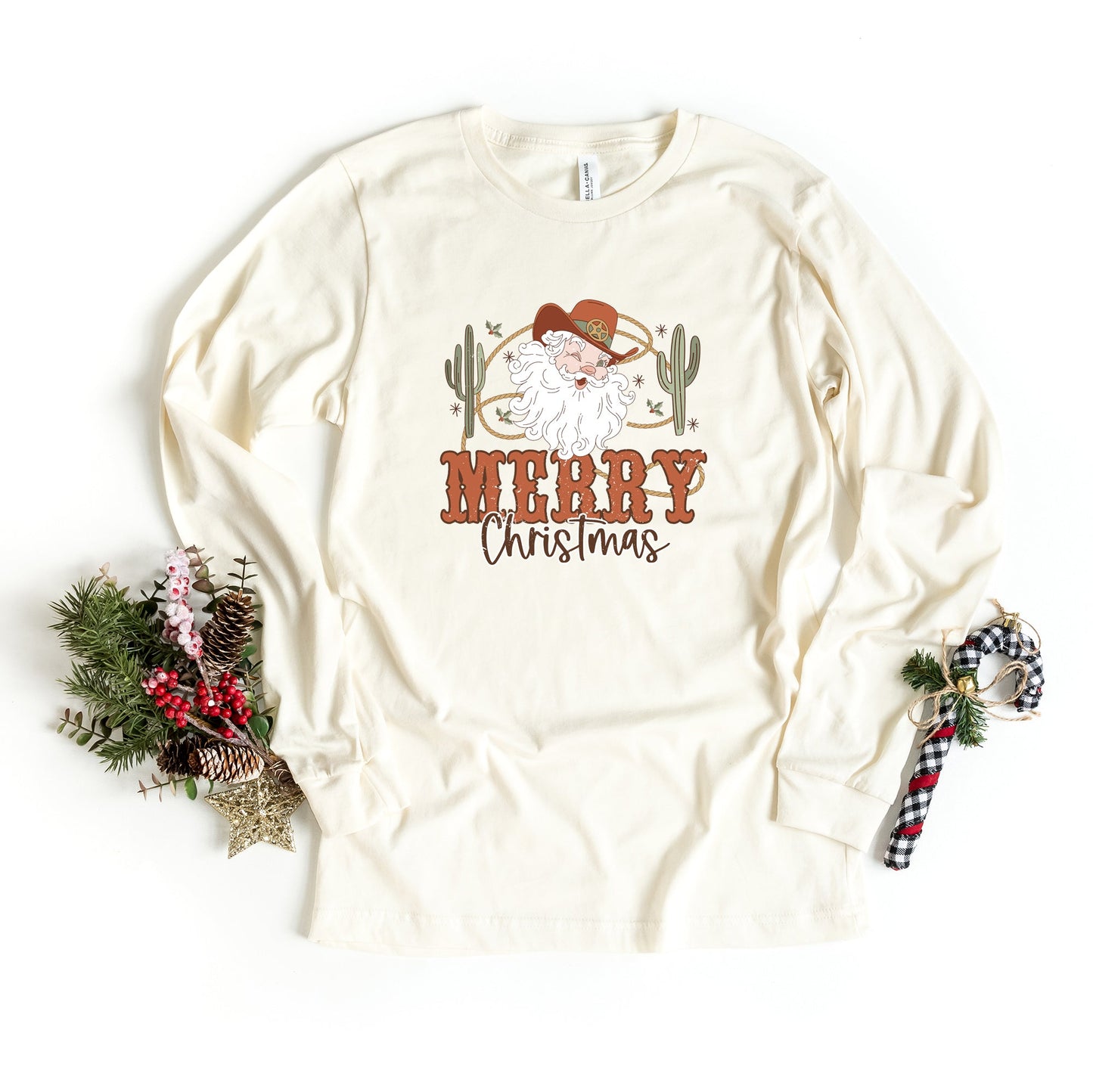 Cactus Western Santa | Long Sleeve Crew Neck