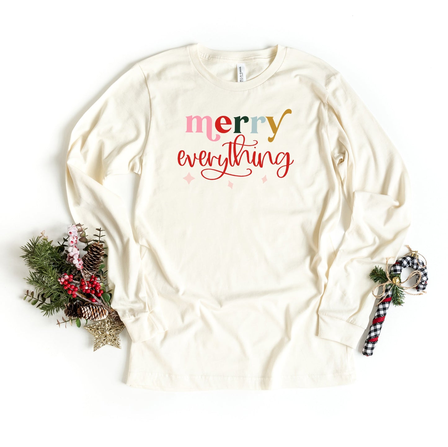 Merry Everything Colorful | Long Sleeve Graphic Tee