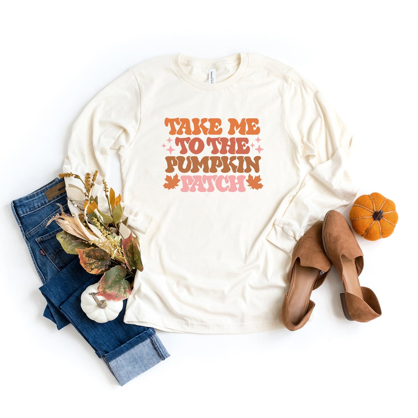 Retro Take Me To The Pumpkin Patch | Long Sleeve Crew Neck