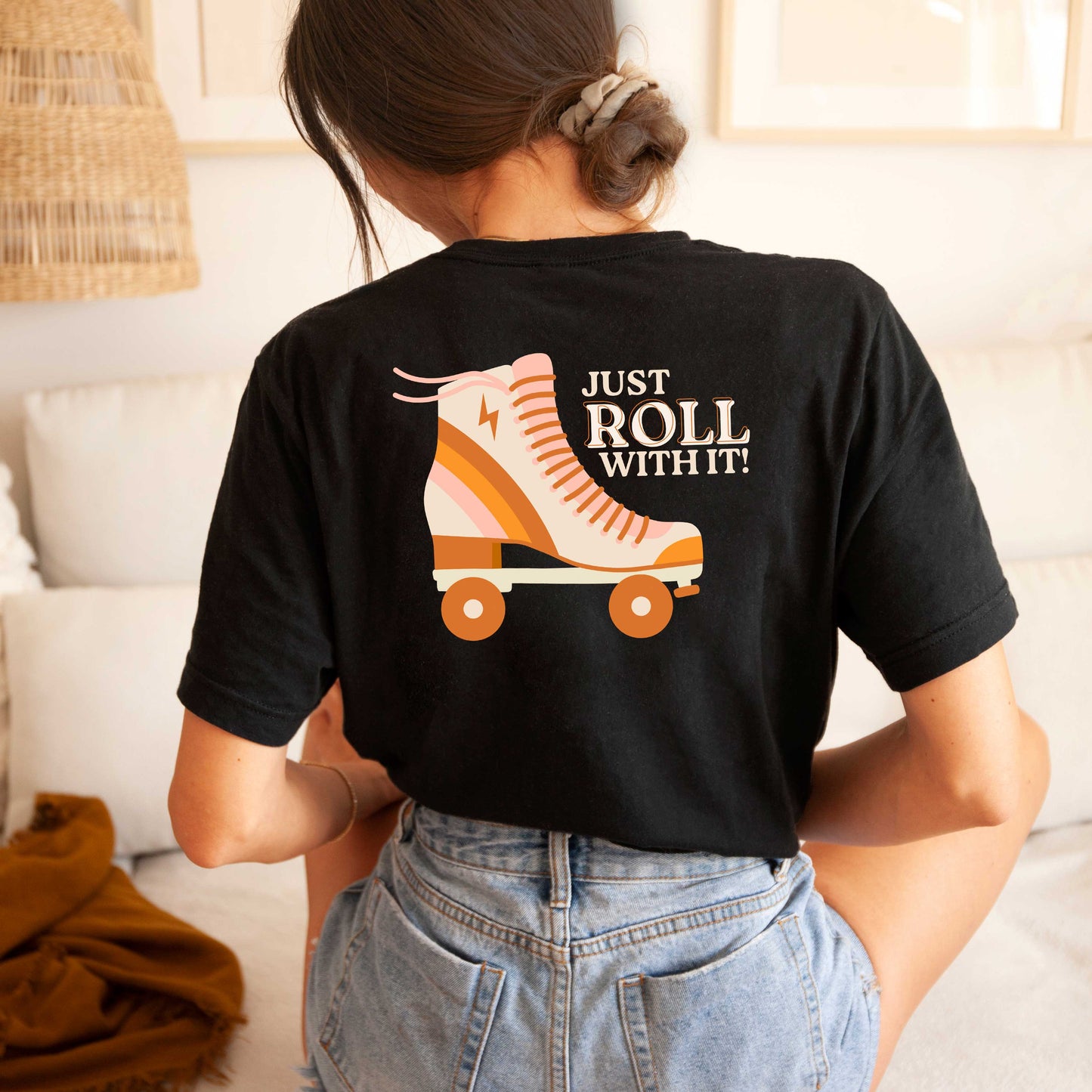 Just Roll With It Rollerskate | Front & Back Short Sleeve Graphic Tee