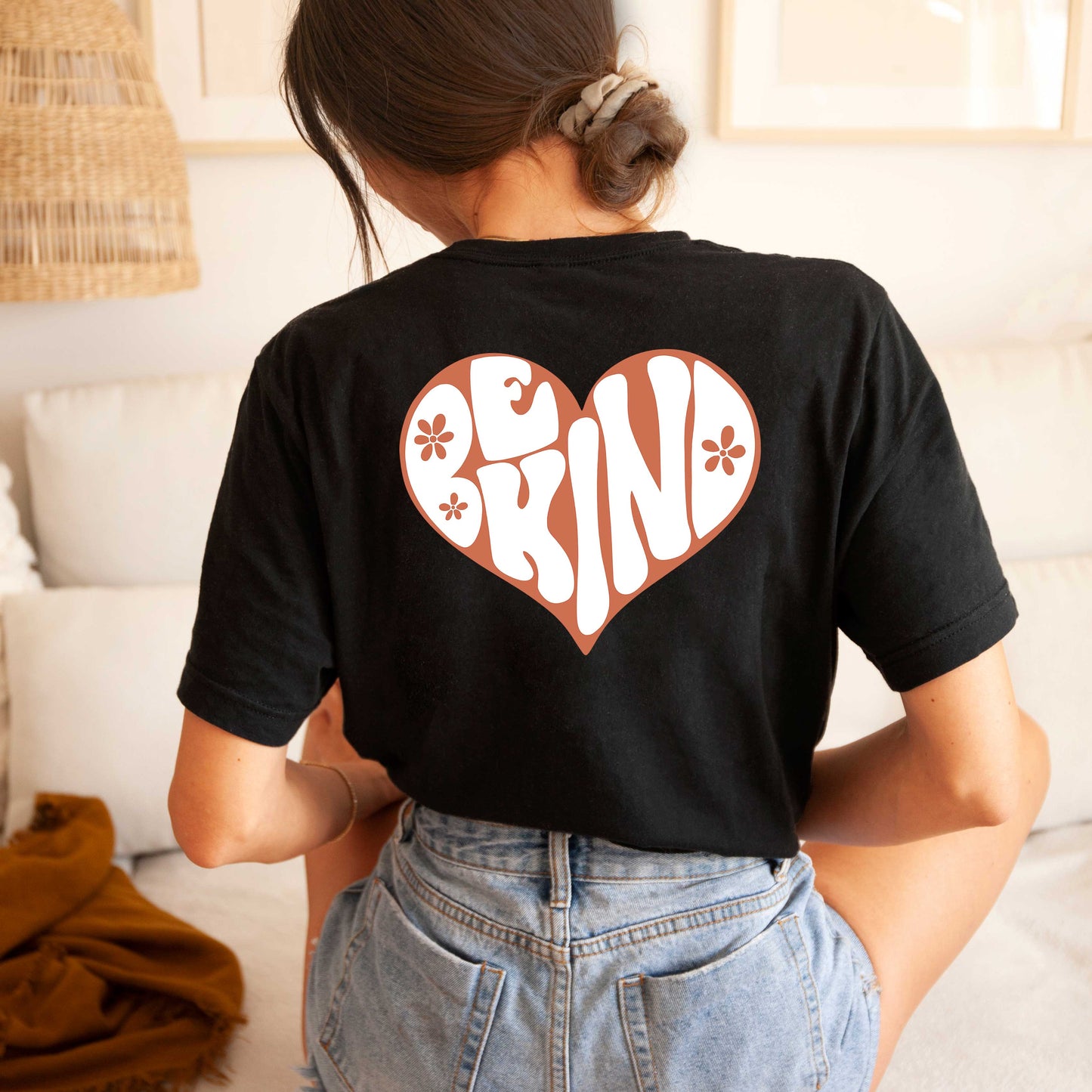 Retro Be Kind Heart | Front & Back Short Sleeve Graphic Tee