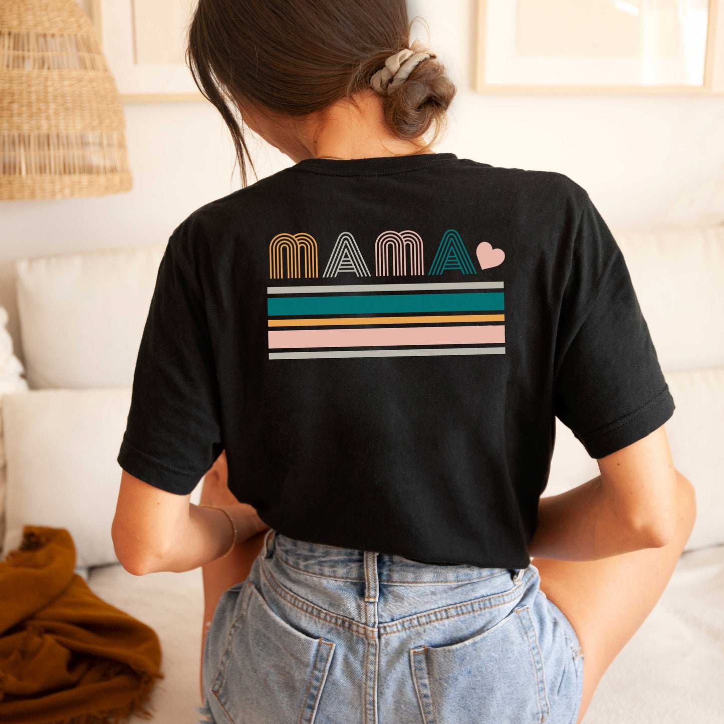 Retro Mama Stripes | Front & Back Short Sleeve Graphic Tee