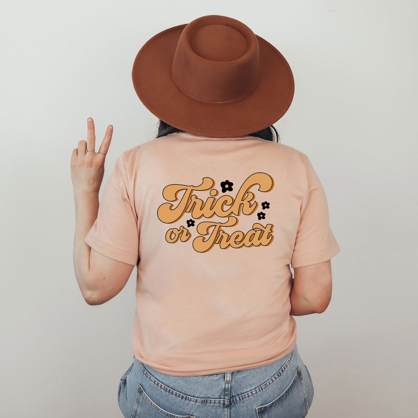 Trick Or Treat Flowers | Front & Back Short Sleeve Graphic Tee