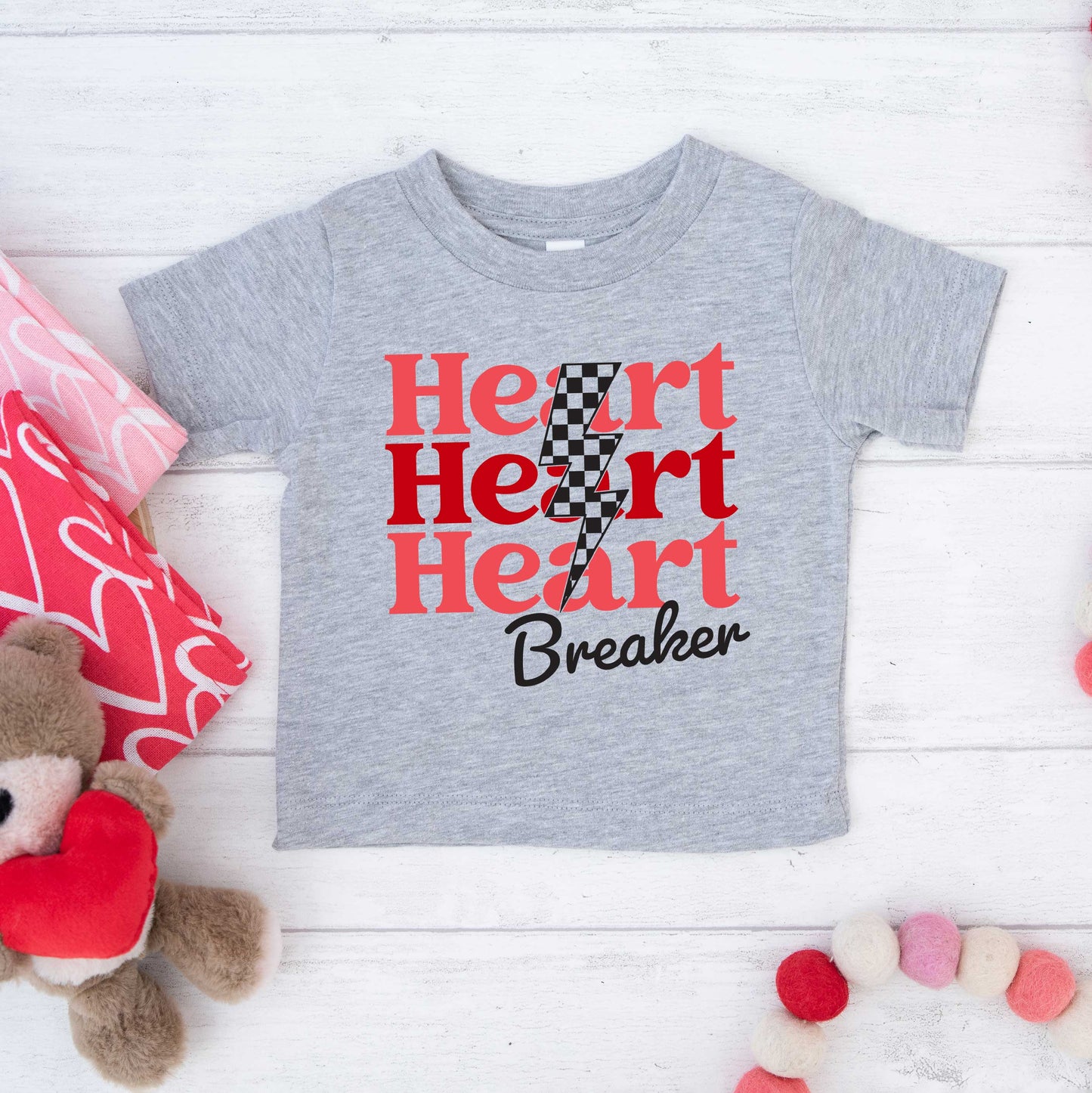 Heart Breaker Checkered Bolt | Youth Short Sleeve Crew Neck