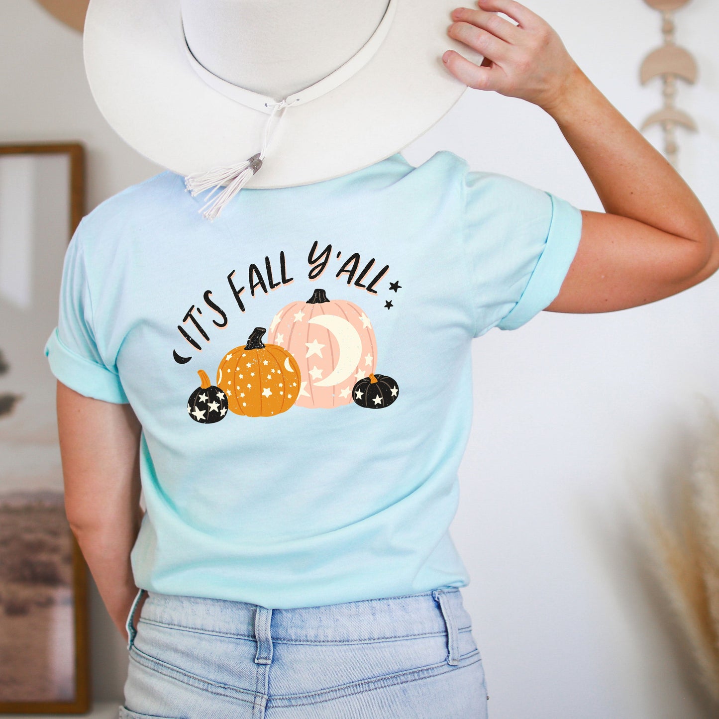 Boho It's Fall Y'all | Front & Back Short Sleeve Graphic Tee