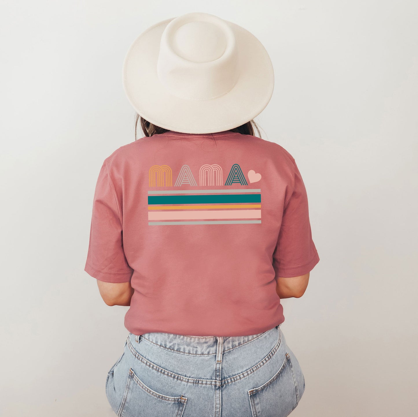 Retro Mama Stripes | Front & Back Short Sleeve Graphic Tee