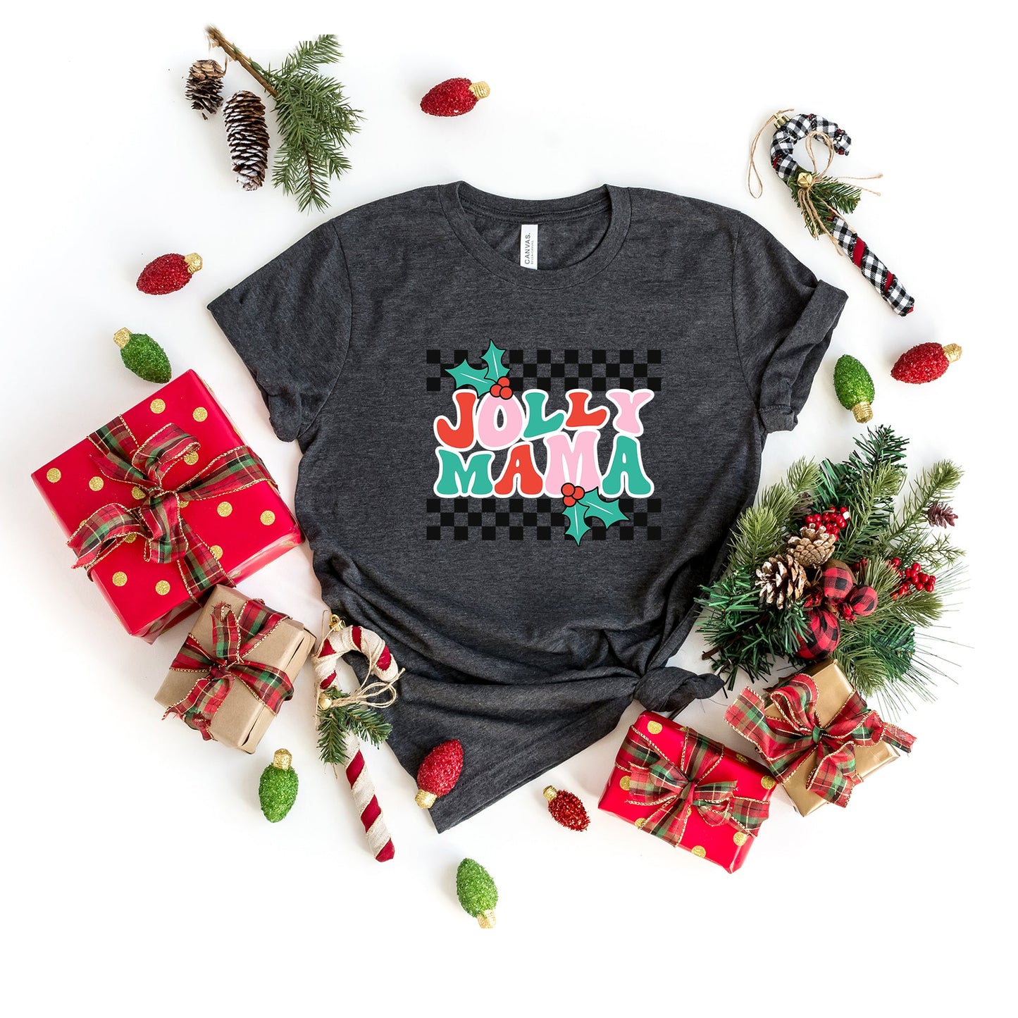 Jolly Mama Checkered | Short Sleeve Graphic Tee