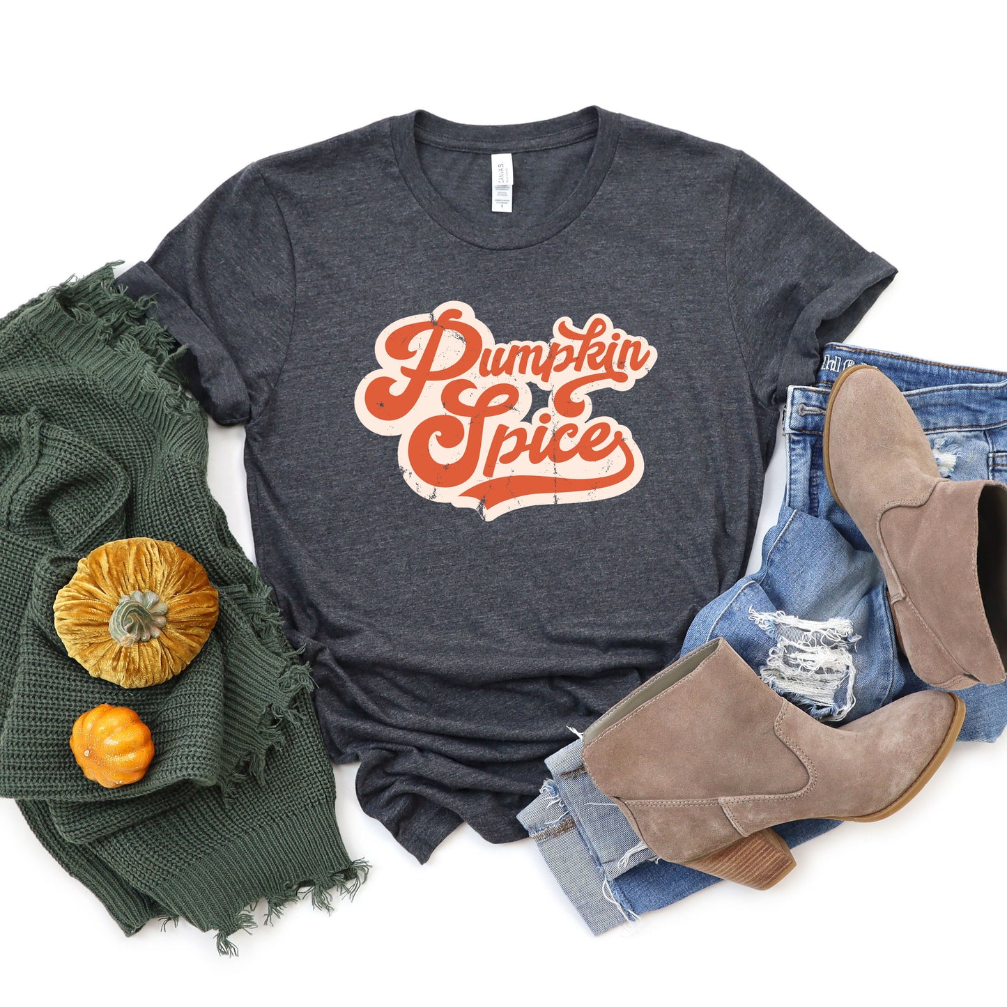 Retro Pumpkin Spice Words | Short Sleeve Graphic Tee