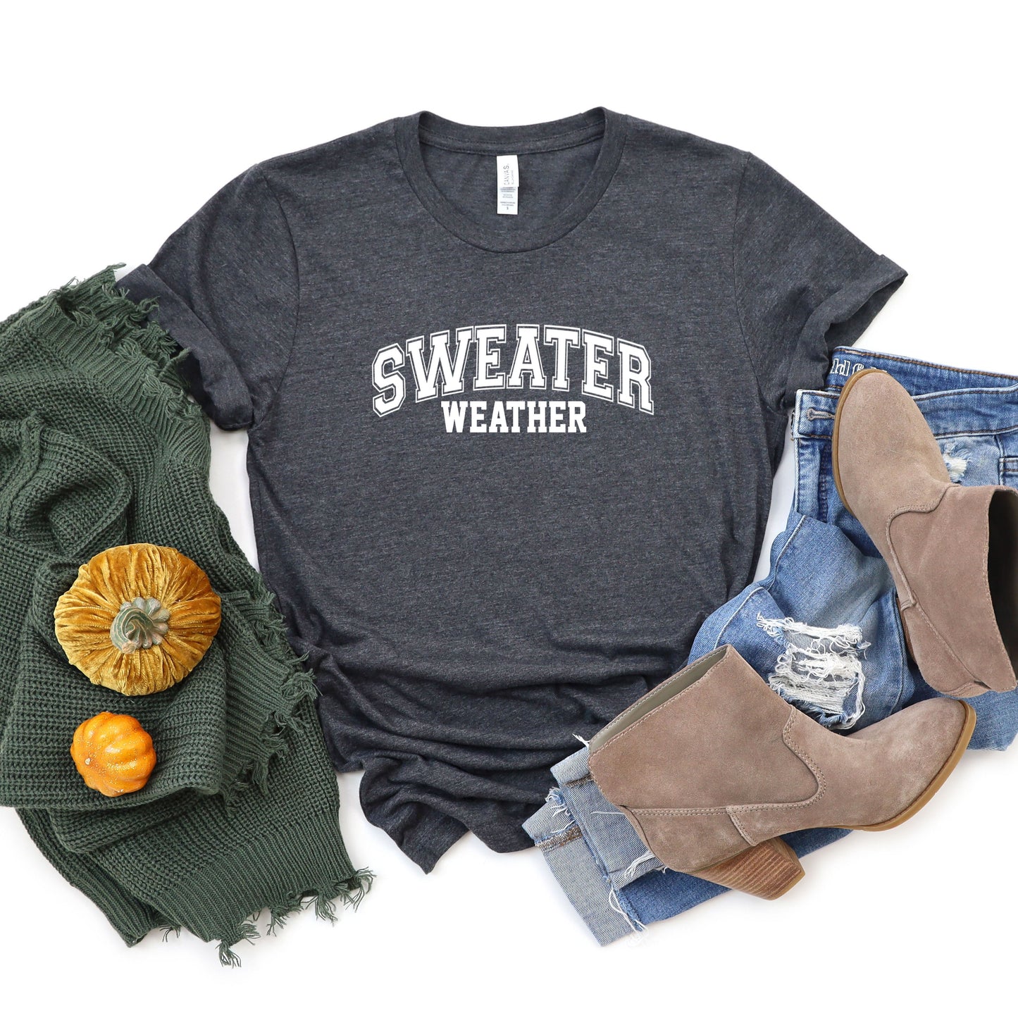 Sweater Weather Distressed | Short Sleeve Crew Neck