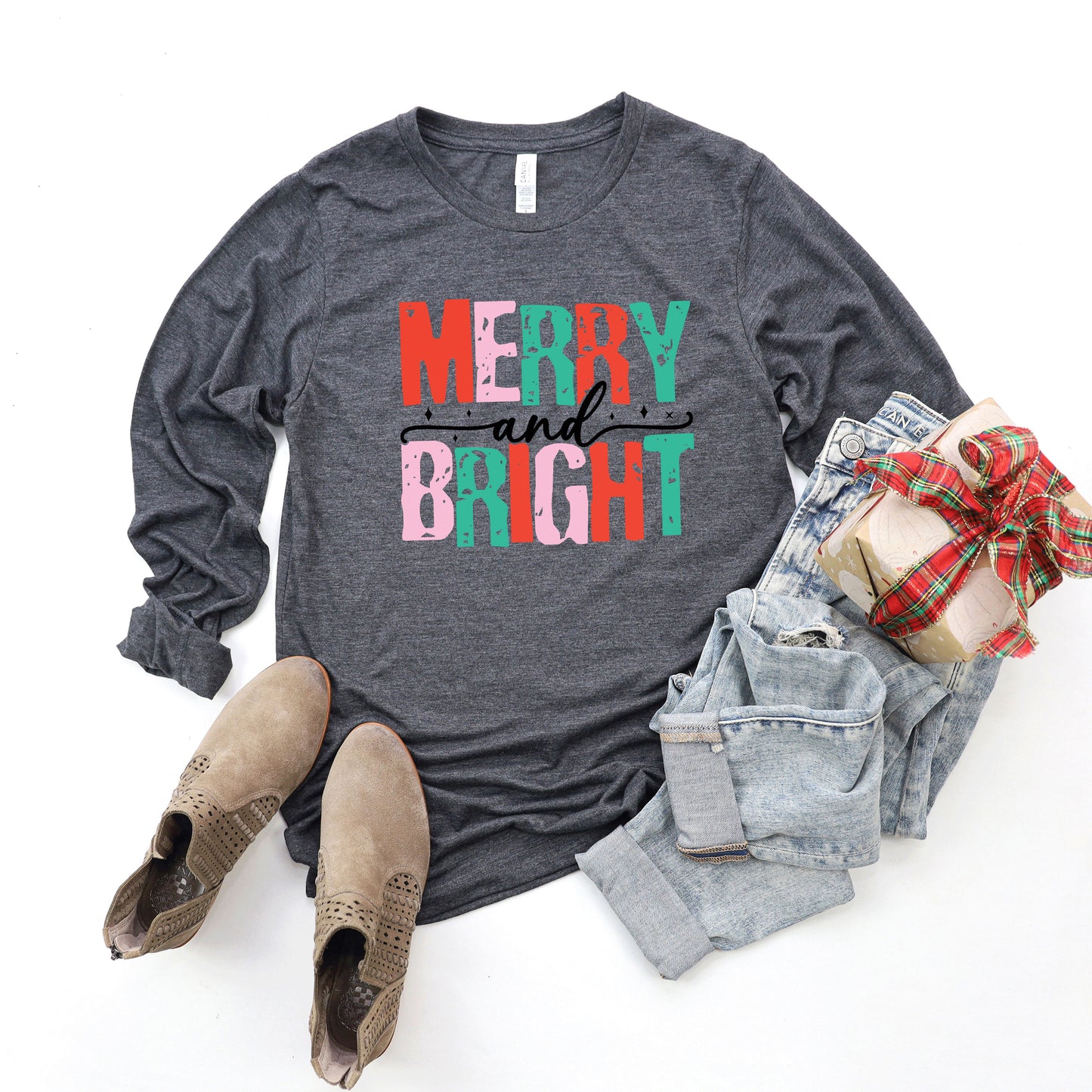 Merry and Bright Colorful | Long Sleeve Crew Neck