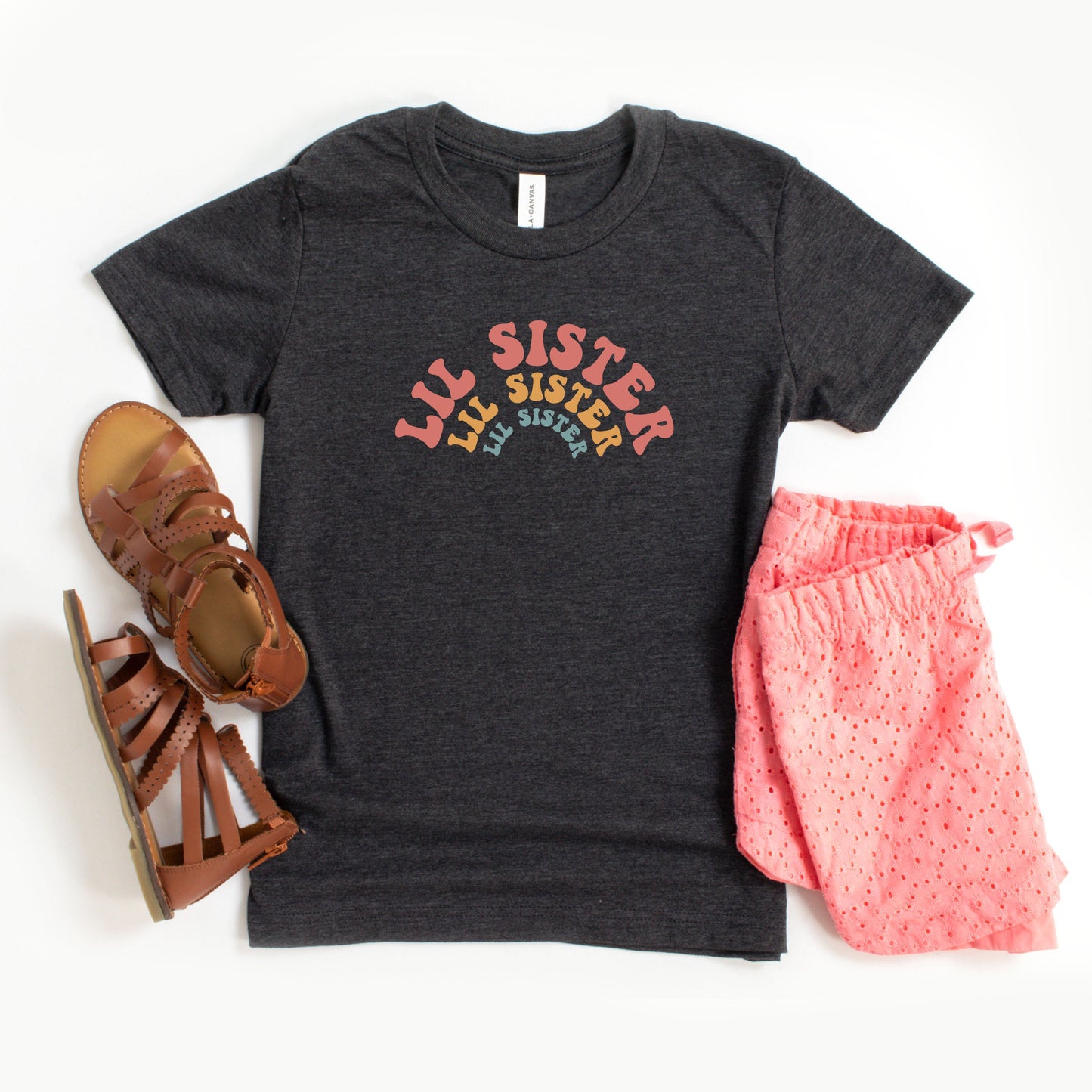 Lil Sister Stacked Curved | Youth Short Sleeve Crew Neck