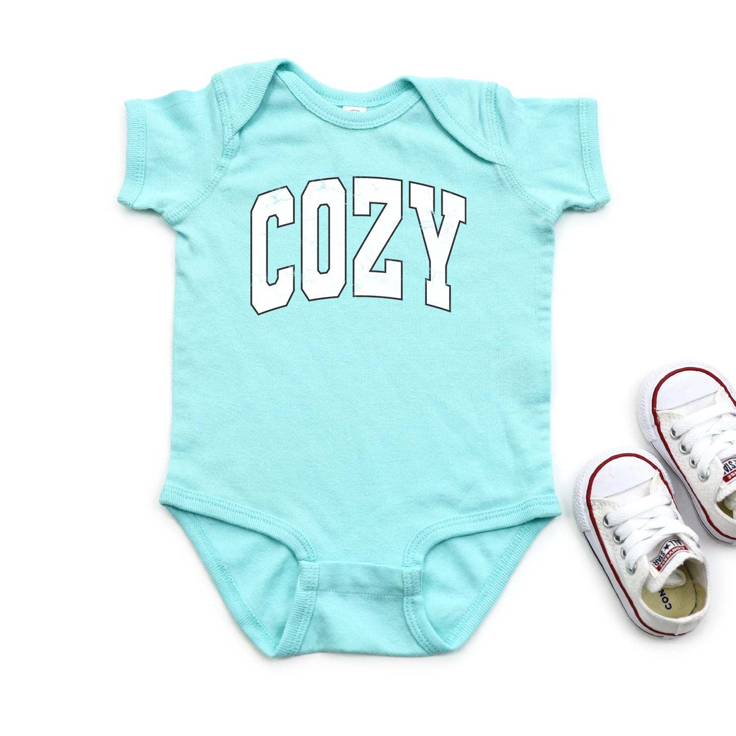 Cozy Worn Varsity | Baby Graphic Short Sleeve Bodysuit