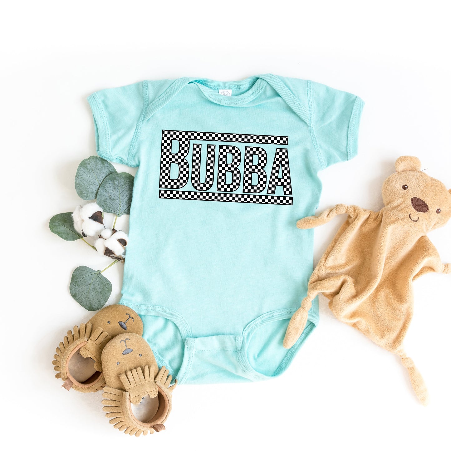 Bubba Checkered | Baby Graphic Short Sleeve Bodysuit