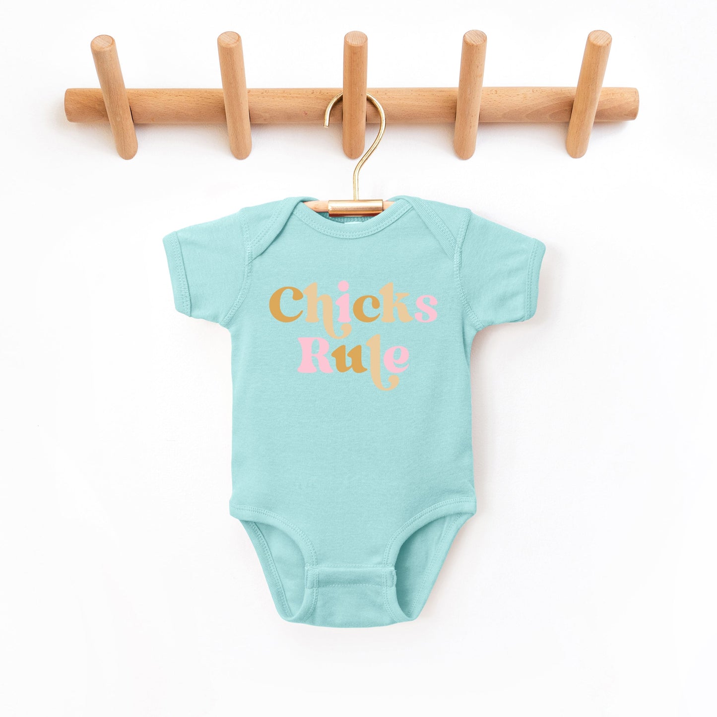 Chicks Rule Colorful | Baby Graphic Short Sleeve Bodysuit