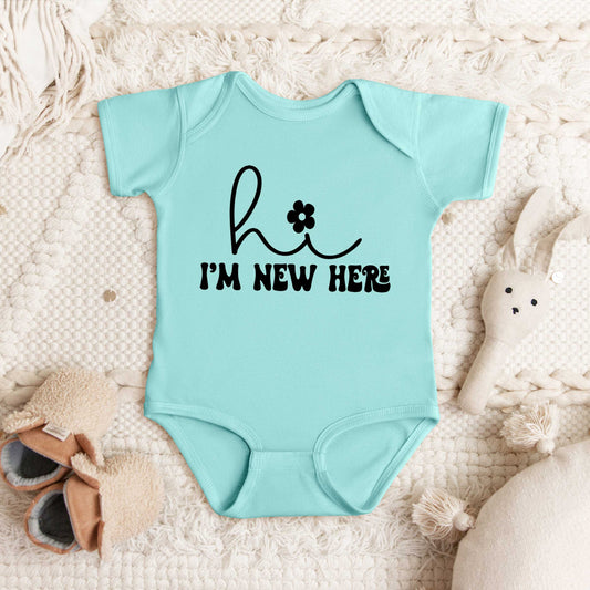 Hi I'm New Here | Baby Graphic Short Sleeve Bodysuit
