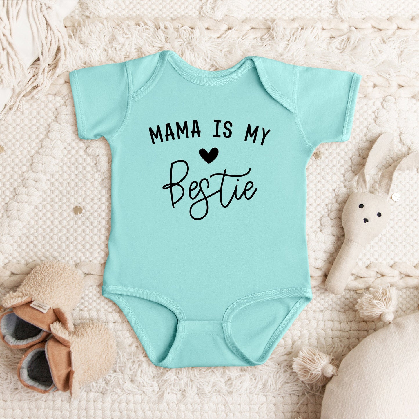 Mama Is My Bestie | Baby Graphic Short Sleeve Bodysuit