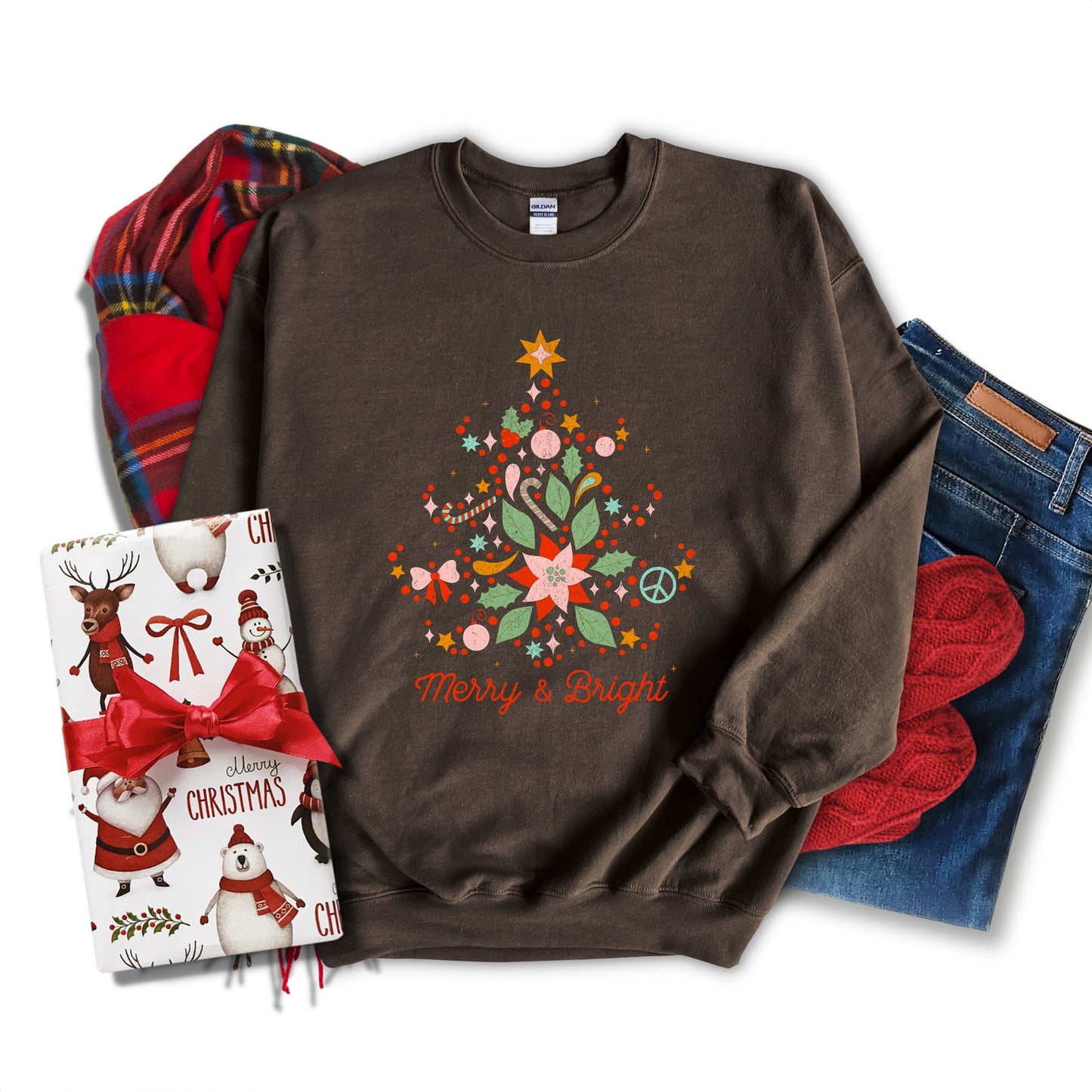 Merry and Bright Tree Grunge | Sweatshirt