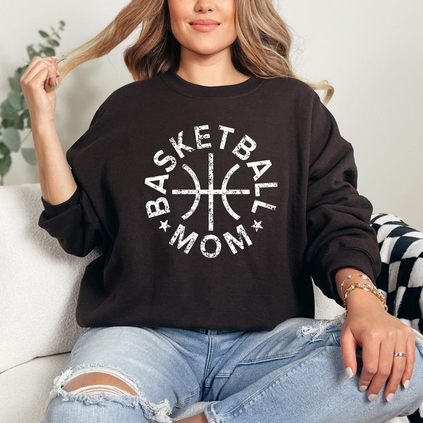 Basketball Mom Distressed | Sweatshirt