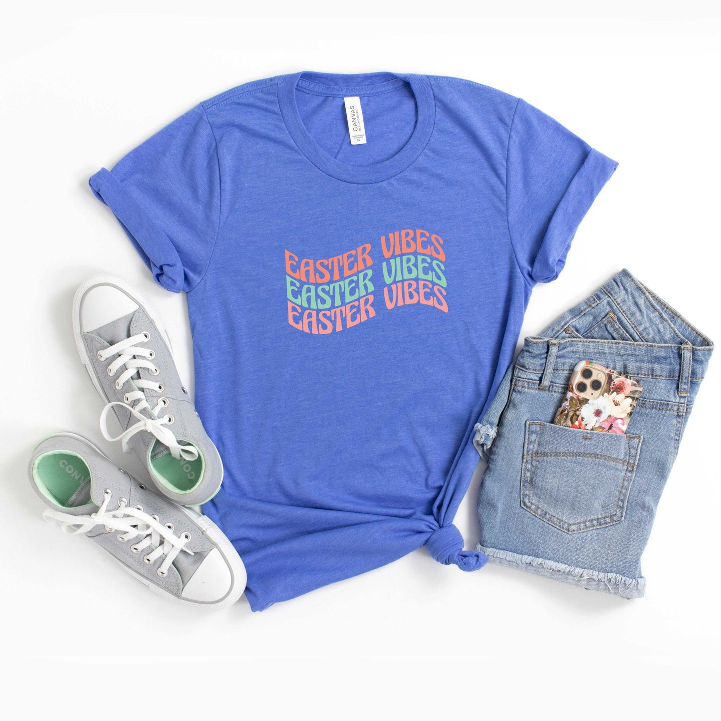Easter Vibes Wavy Stacked | Youth Short Sleeve Crew Neck