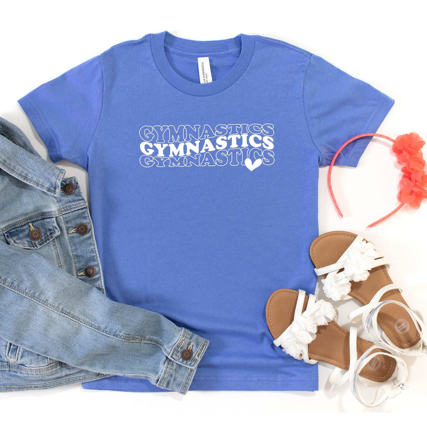 Gymnastics Stacked Heart | Youth Short Sleeve Crew Neck